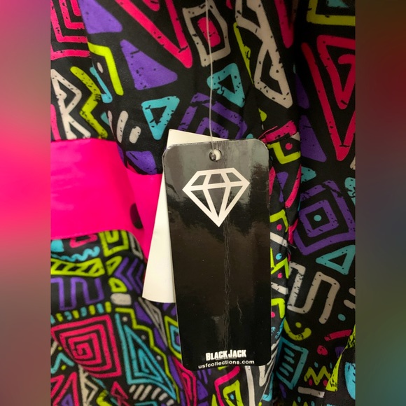 Colorful Windbreaker Jacket Half Zip Black Jack 1999 USA popover hood Retro 90s - Picture 5 of 8